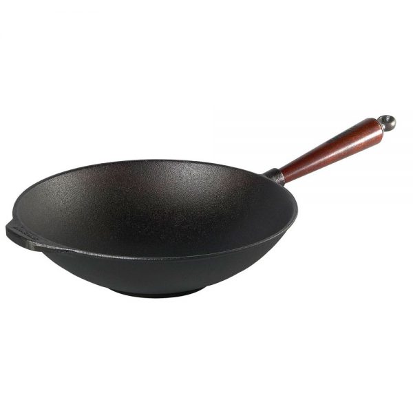 Öntöttvas wok 30 cm 3,5L bükkfa nyéllel